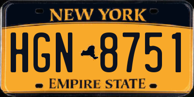 NY license plate HGN8751