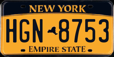 NY license plate HGN8753