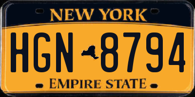 NY license plate HGN8794