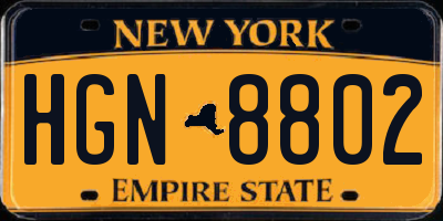 NY license plate HGN8802