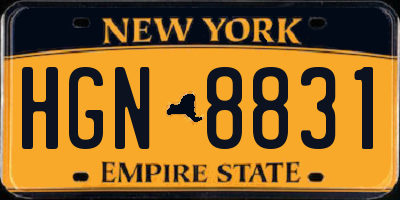 NY license plate HGN8831