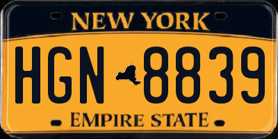 NY license plate HGN8839