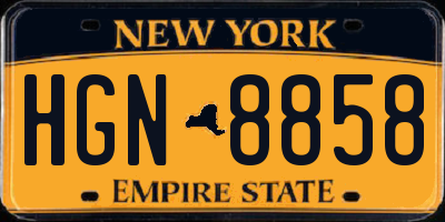 NY license plate HGN8858