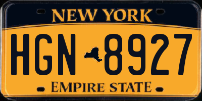 NY license plate HGN8927