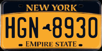 NY license plate HGN8930