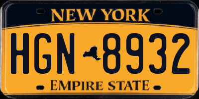 NY license plate HGN8932