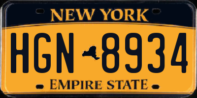 NY license plate HGN8934