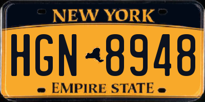 NY license plate HGN8948