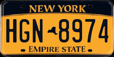 NY license plate HGN8974