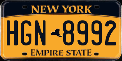 NY license plate HGN8992