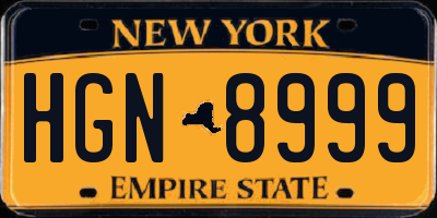 NY license plate HGN8999