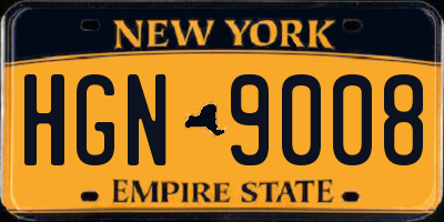 NY license plate HGN9008