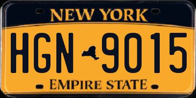 NY license plate HGN9015