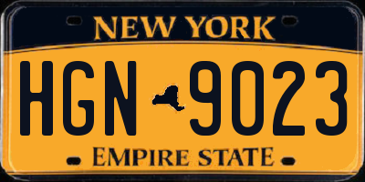 NY license plate HGN9023