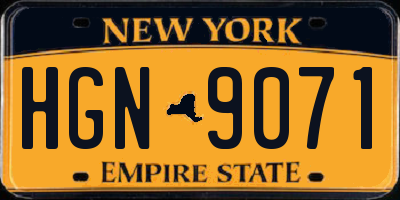 NY license plate HGN9071