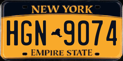 NY license plate HGN9074