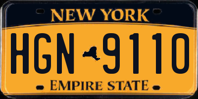 NY license plate HGN9110