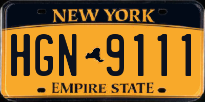 NY license plate HGN9111