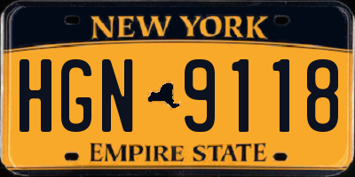 NY license plate HGN9118