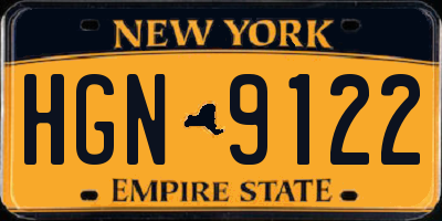 NY license plate HGN9122
