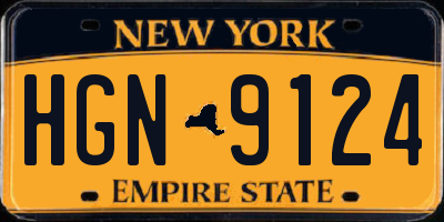 NY license plate HGN9124