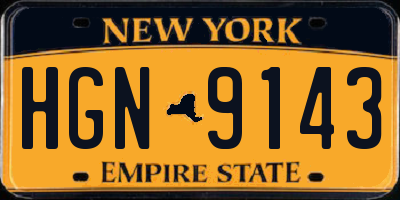 NY license plate HGN9143