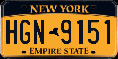 NY license plate HGN9151