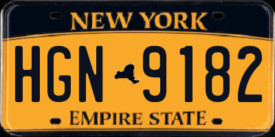 NY license plate HGN9182