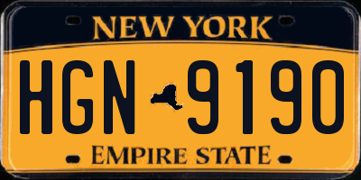 NY license plate HGN9190