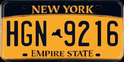 NY license plate HGN9216