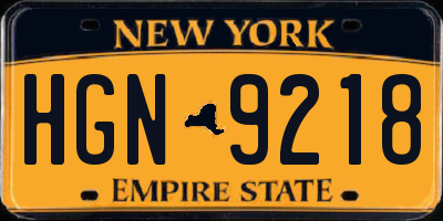 NY license plate HGN9218