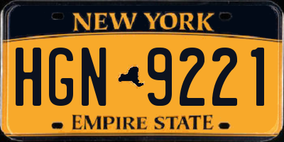 NY license plate HGN9221
