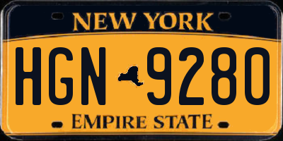 NY license plate HGN9280