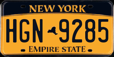 NY license plate HGN9285