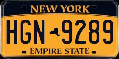 NY license plate HGN9289