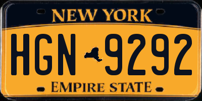 NY license plate HGN9292