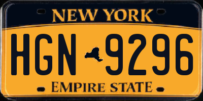 NY license plate HGN9296