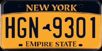 NY license plate HGN9301