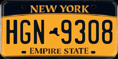 NY license plate HGN9308