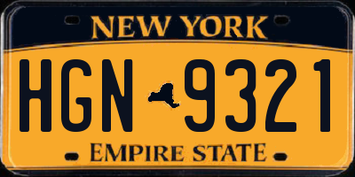 NY license plate HGN9321