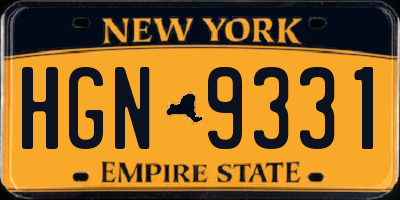 NY license plate HGN9331