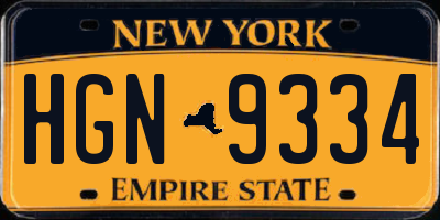 NY license plate HGN9334