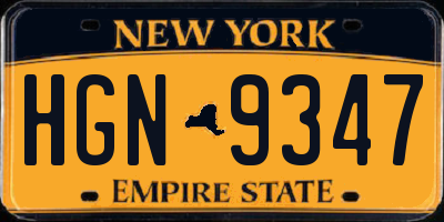 NY license plate HGN9347