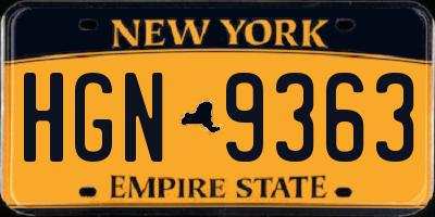 NY license plate HGN9363