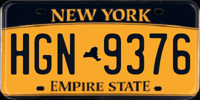 NY license plate HGN9376