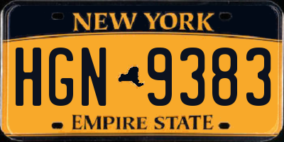 NY license plate HGN9383