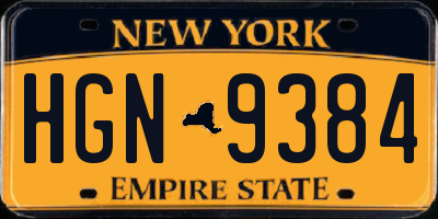 NY license plate HGN9384