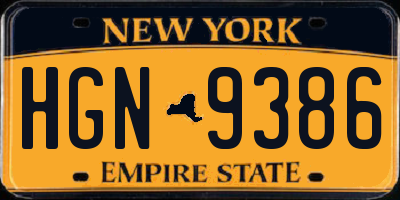 NY license plate HGN9386