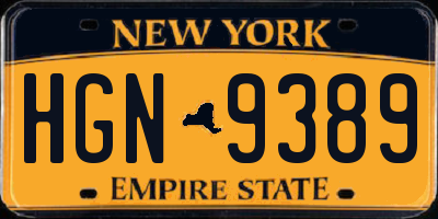 NY license plate HGN9389