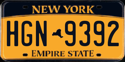 NY license plate HGN9392